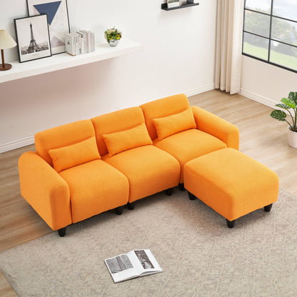 Modern Teddy Fleece Creative Sofa - Versatile Two-Seater with Single Couch and 3 Waist Pillows for Small Apartment Bedrooms