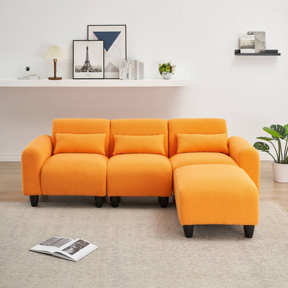 Modern Teddy Fleece Creative Sofa - Versatile Two-Seater with Single Couch and 3 Waist Pillows for Small Apartment Bedrooms
