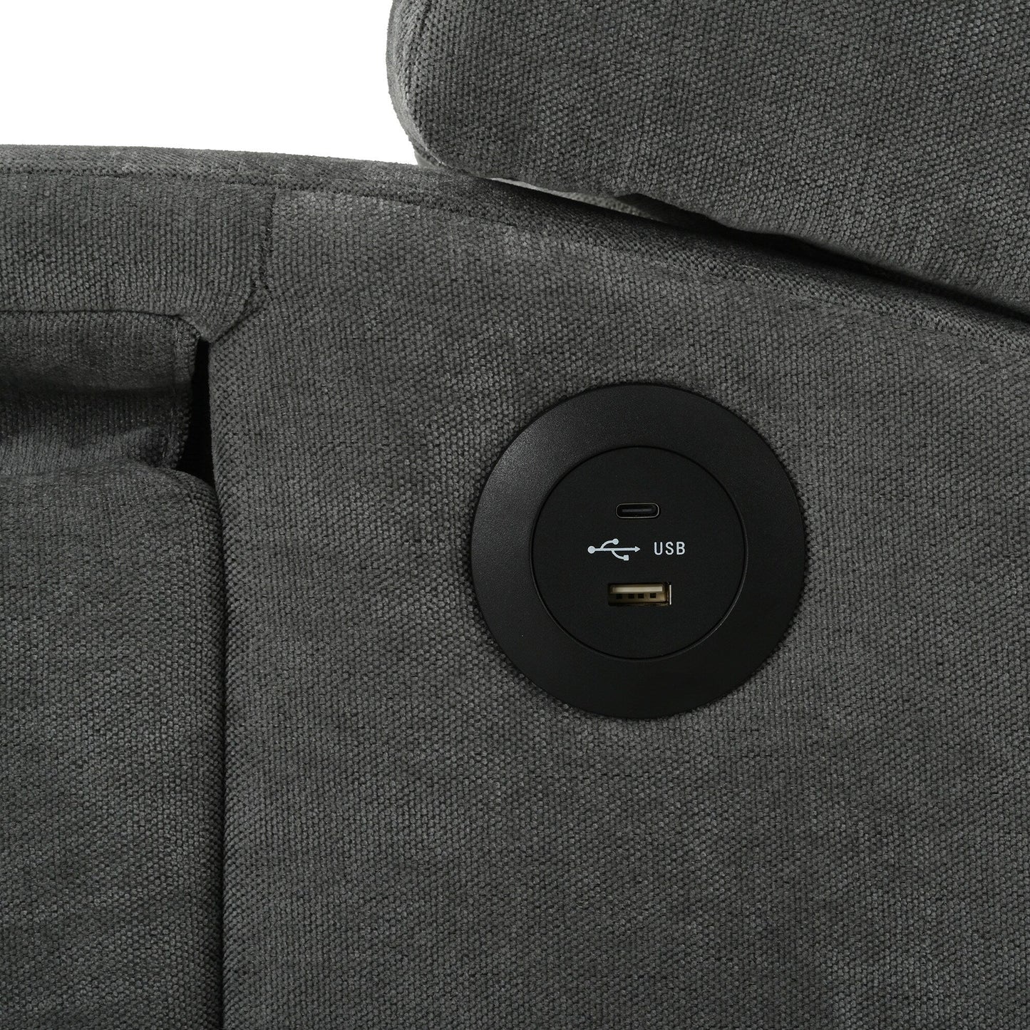 Modern Tufted Push Back Recliner Chair with Foldable Side Table and USB Charging Ports for Living Room or Bedroom