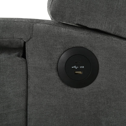 Modern Tufted Push Back Recliner Chair with Foldable Side Table and USB Charging Ports for Living Room or Bedroom