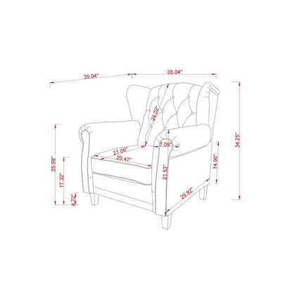 Modern Tufted Push Back Tufted Recliner Armchair