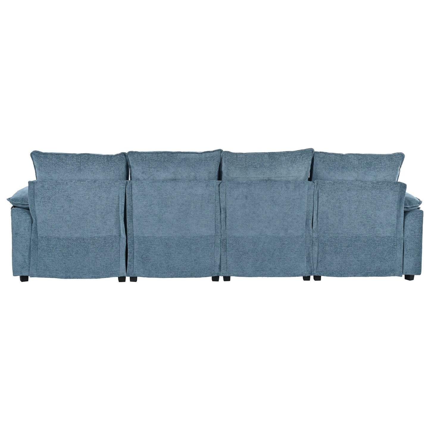 Modern U-Shaped Chenille Modular Sofa Living Room Tufted Back 6-Seat Sectional Sofa with Adjustable Armrest Pillows