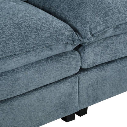 Modern U-Shaped Chenille Modular Sofa Living Room Tufted Back 6-Seat Sectional Sofa with Adjustable Armrest Pillows