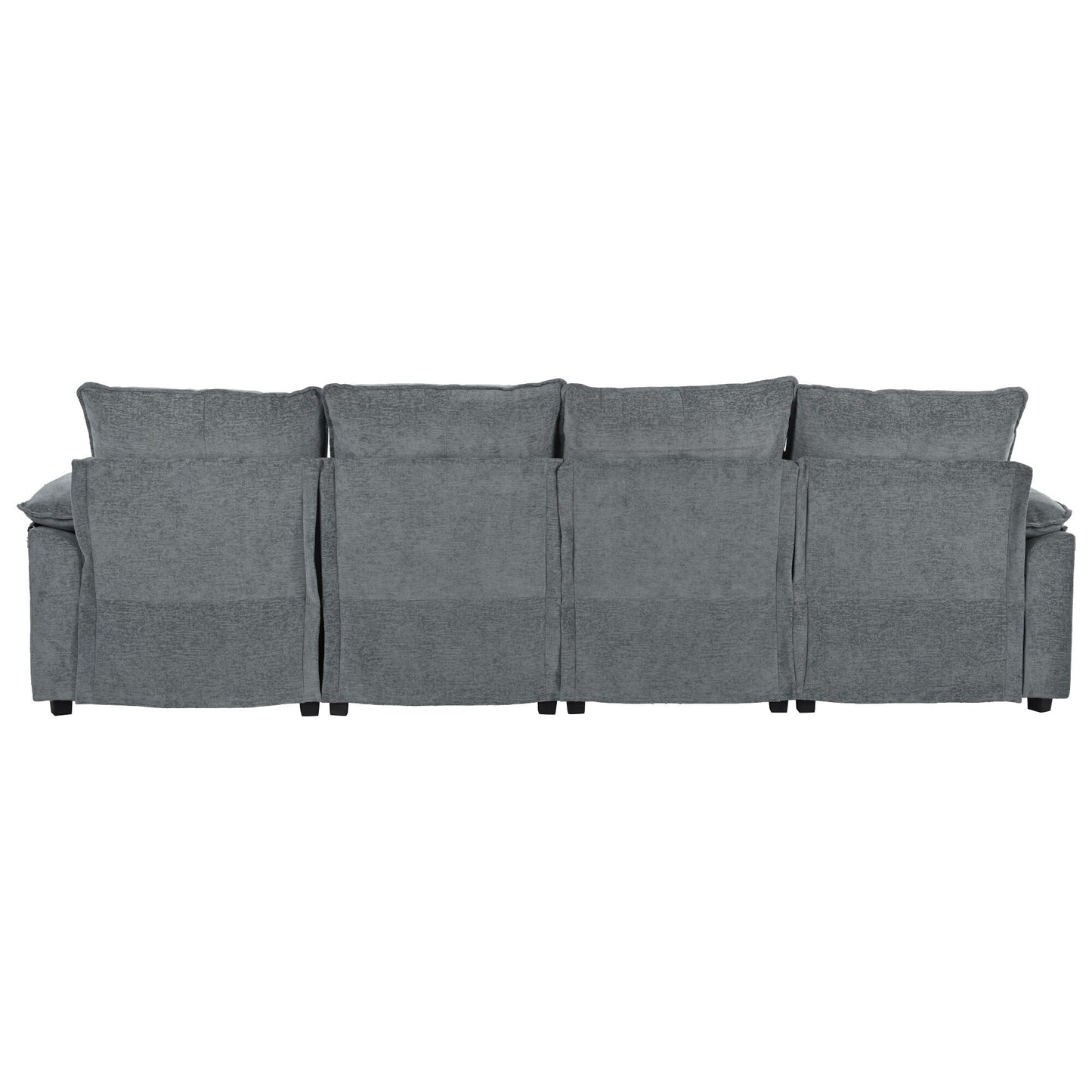 Modern U-Shaped Chenille Modular Sofa Living Room Tufted Back 6-Seat Sectional Sofa with Adjustable Armrest Pillows