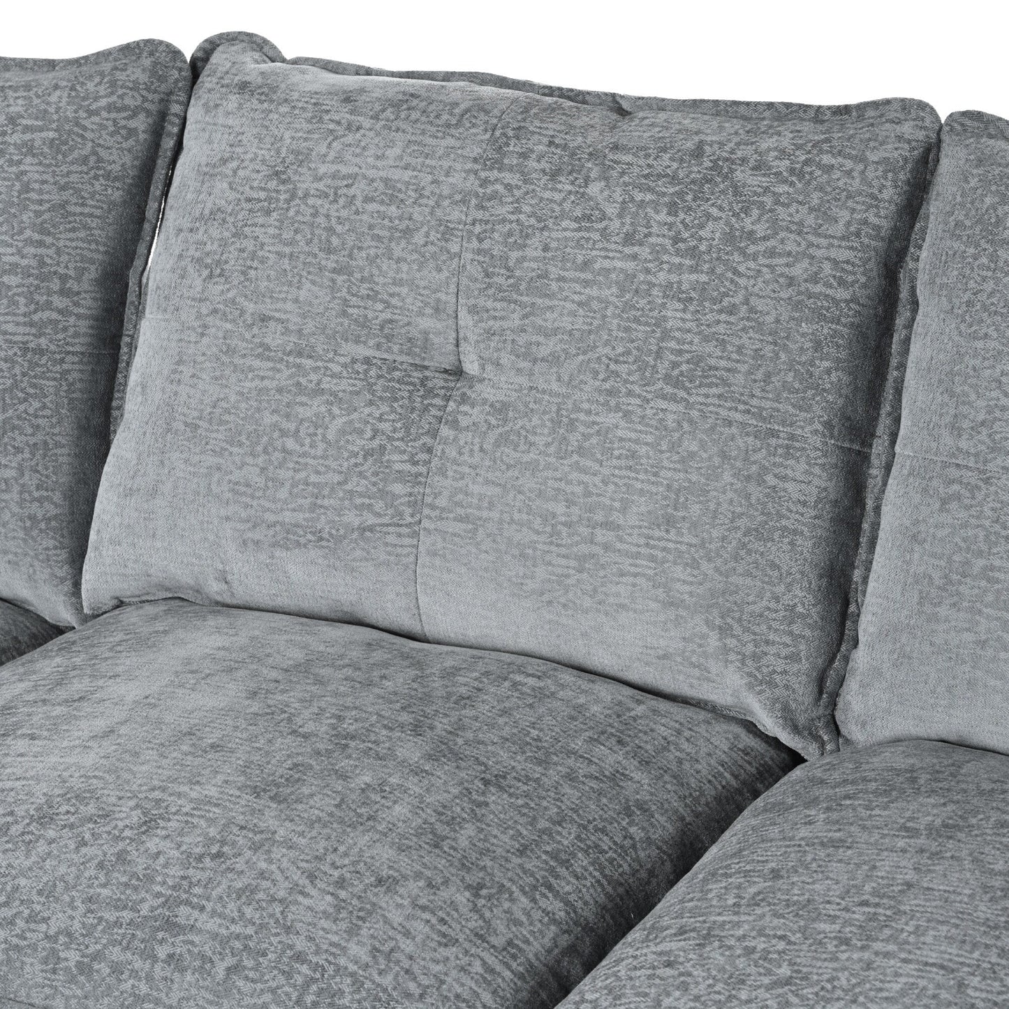Modern U-Shaped Chenille Modular Sofa Living Room Tufted Back 6-Seat Sectional Sofa with Adjustable Armrest Pillows