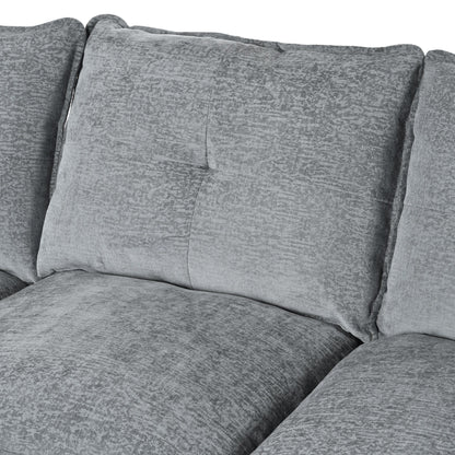 Modern U-Shaped Chenille Modular Sofa Living Room Tufted Back 6-Seat Sectional Sofa with Adjustable Armrest Pillows