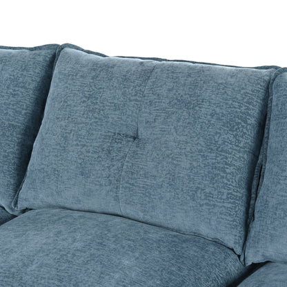 Modern U-Shaped Chenille Modular Sofa Living Room Tufted Back 6-Seat Sectional Sofa with Adjustable Armrest Pillows