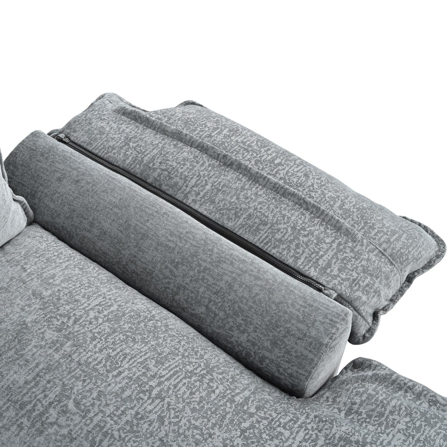 Modern U-Shaped Chenille Modular Sofa Living Room Tufted Back 6-Seat Sectional Sofa with Adjustable Armrest Pillows