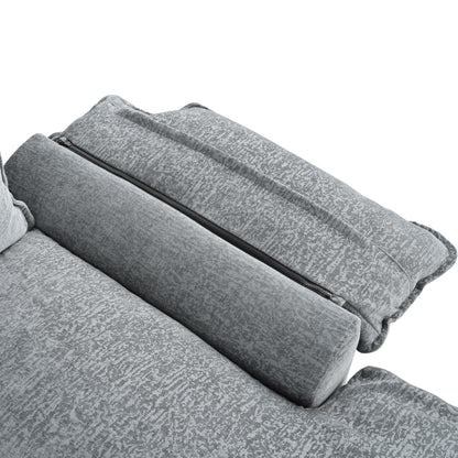 Modern U-Shaped Chenille Modular Sofa Living Room Tufted Back 6-Seat Sectional Sofa with Adjustable Armrest Pillows