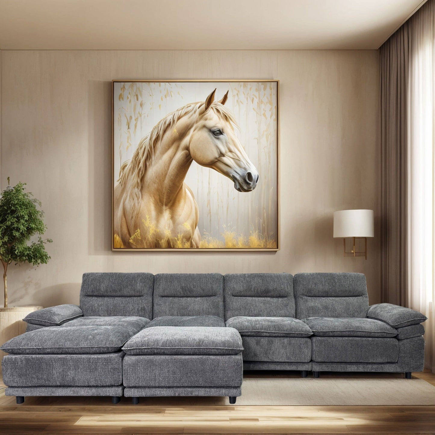 Modern U-Shaped Modular Sectional Sofa 6-Seater Sleeper Sofa Couch with Chaise and Ottoman for Living Room