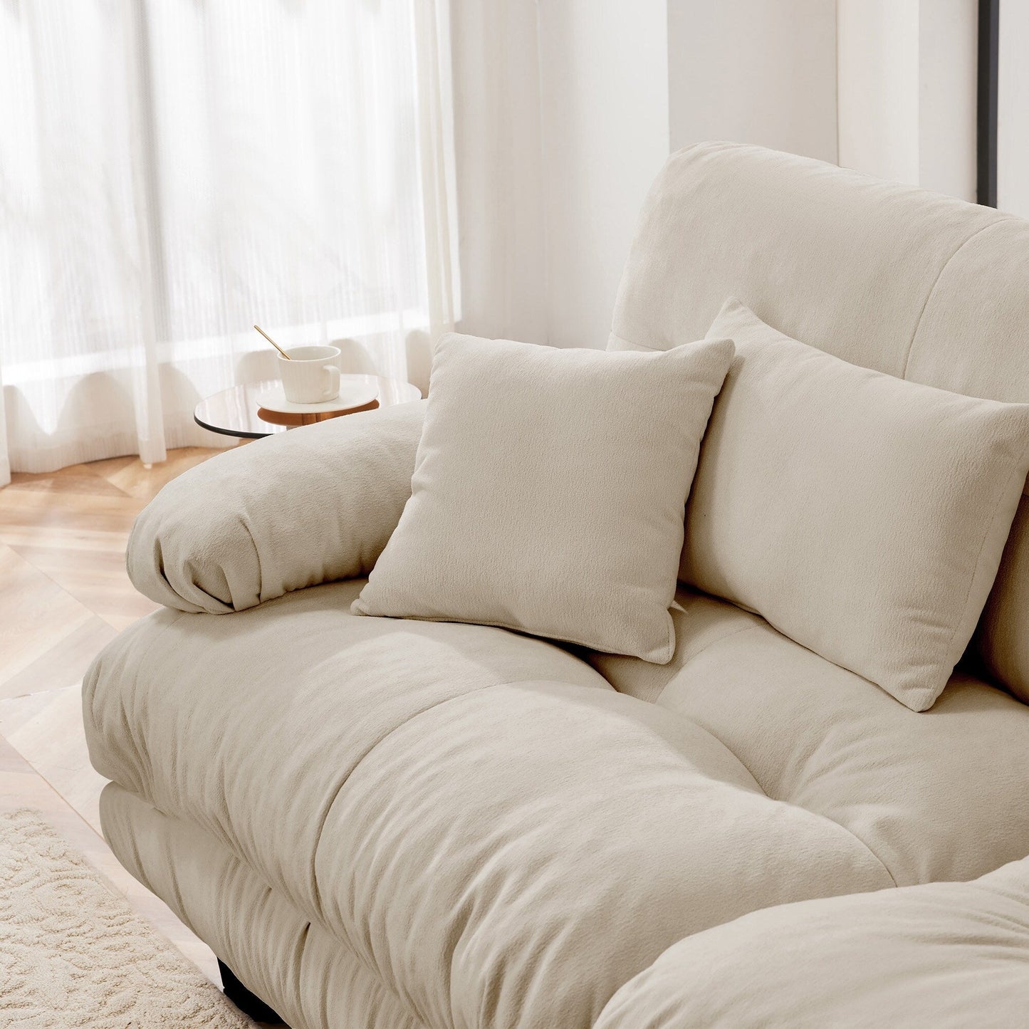 Modern U-Shaped Modular Sectional Sofa Deep Seats Couch with 2 Ottomans and Throw Pillows for Living Room