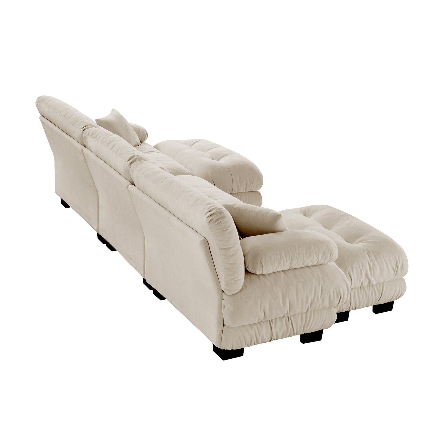 Modern U-Shaped Modular Sectional Sofa Deep Seats Couch with 2 Ottomans and Throw Pillows for Living Room