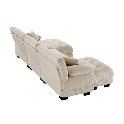 Modern U-Shaped Modular Sectional Sofa Deep Seats Couch with 2 Ottomans and Throw Pillows for Living Room