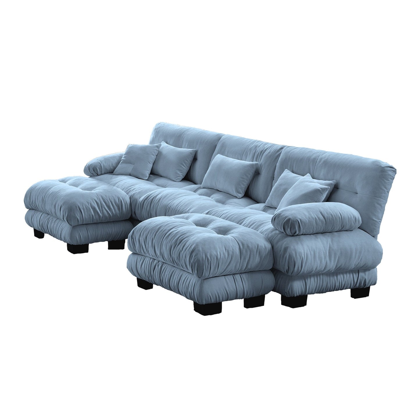 Modern U-Shaped Modular Sectional Sofa Deep Seats Couch with 2 Ottomans and Throw Pillows for Living Room