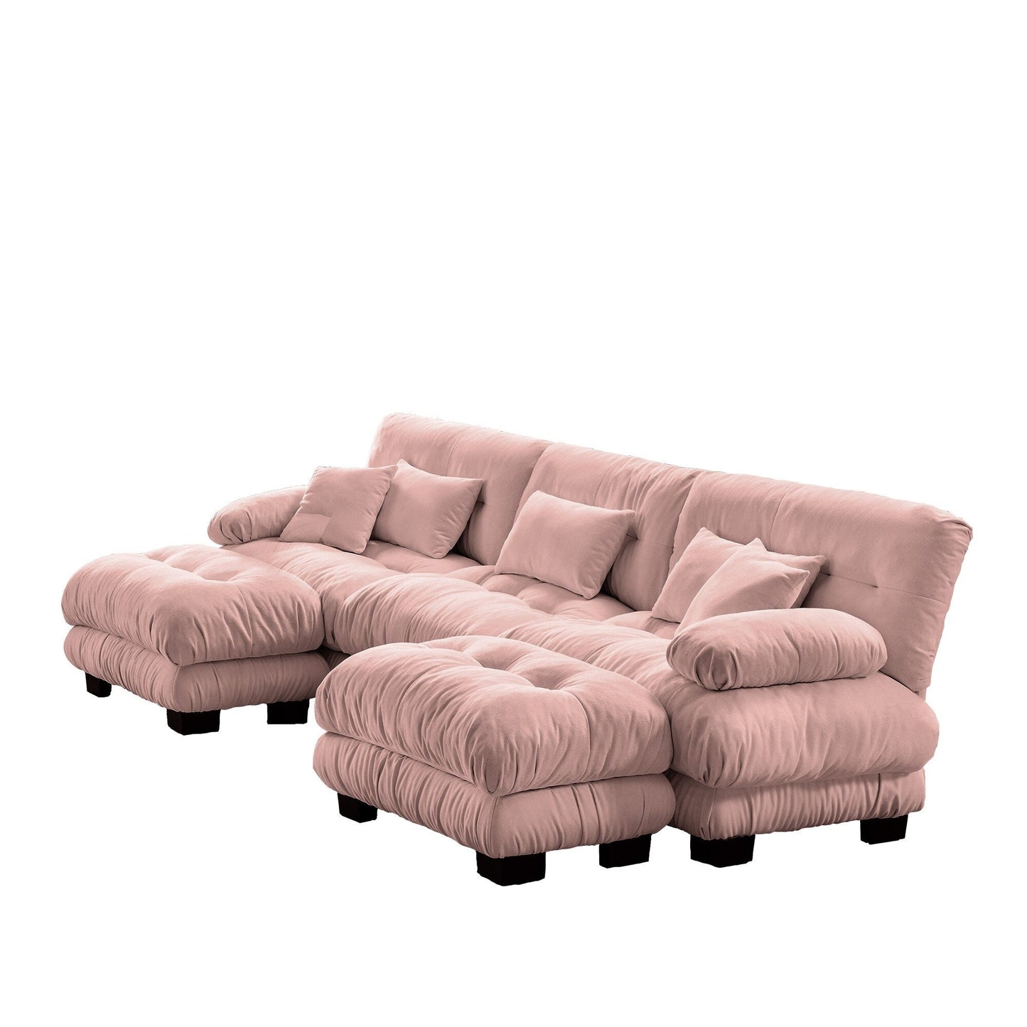 Modern U-Shaped Modular Sectional Sofa Deep Seats Couch with 2 Ottomans and Throw Pillows for Living Room