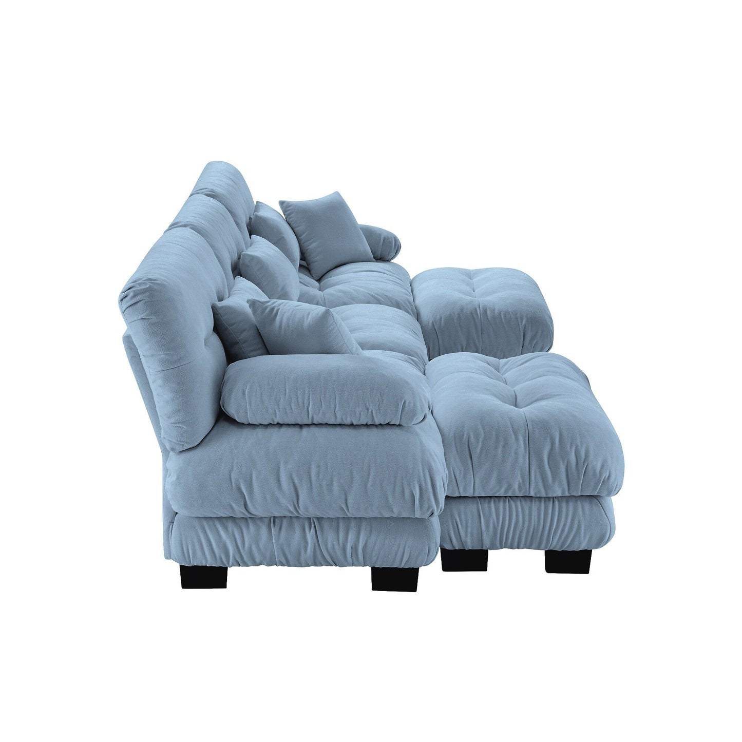 Modern U-Shaped Modular Sectional Sofa Deep Seats Couch with 2 Ottomans and Throw Pillows for Living Room