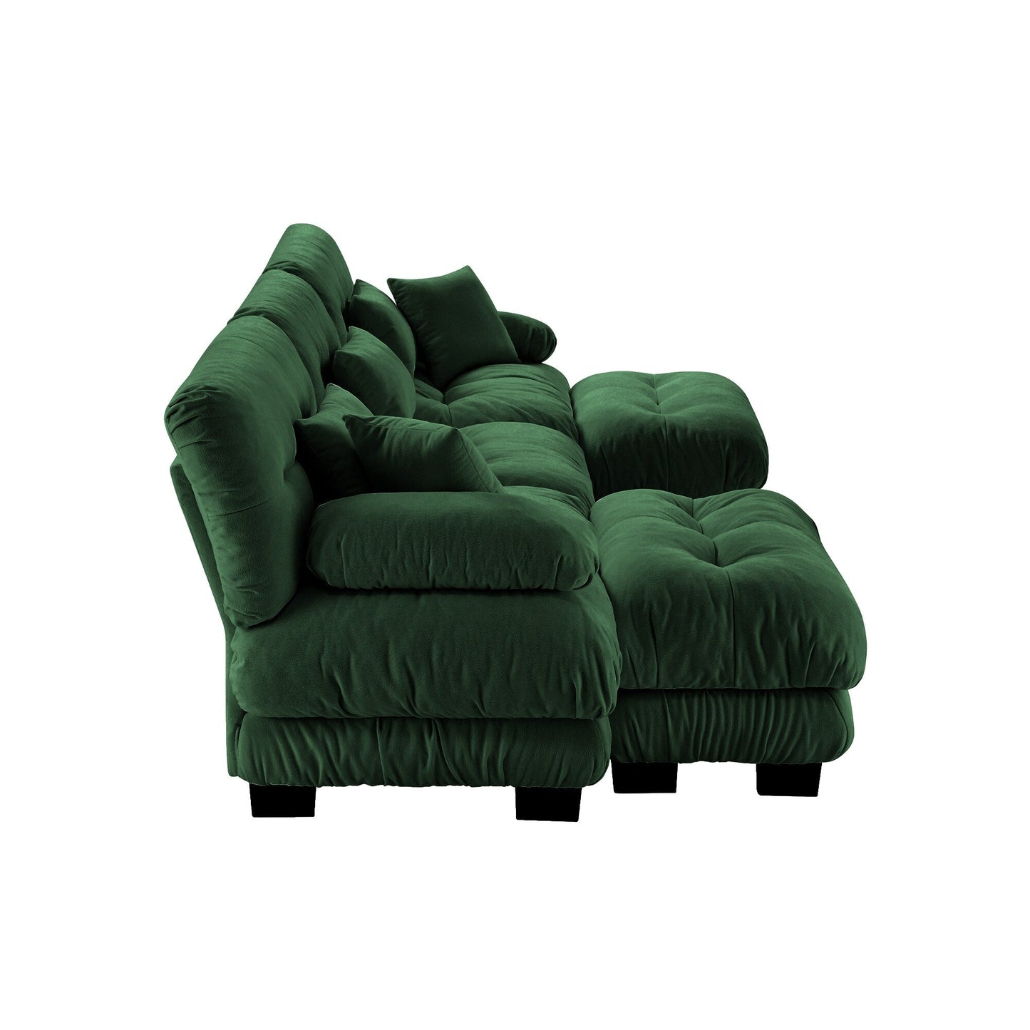 Modern U-Shaped Modular Sectional Sofa Deep Seats Couch with 2 Ottomans and Throw Pillows for Living Room