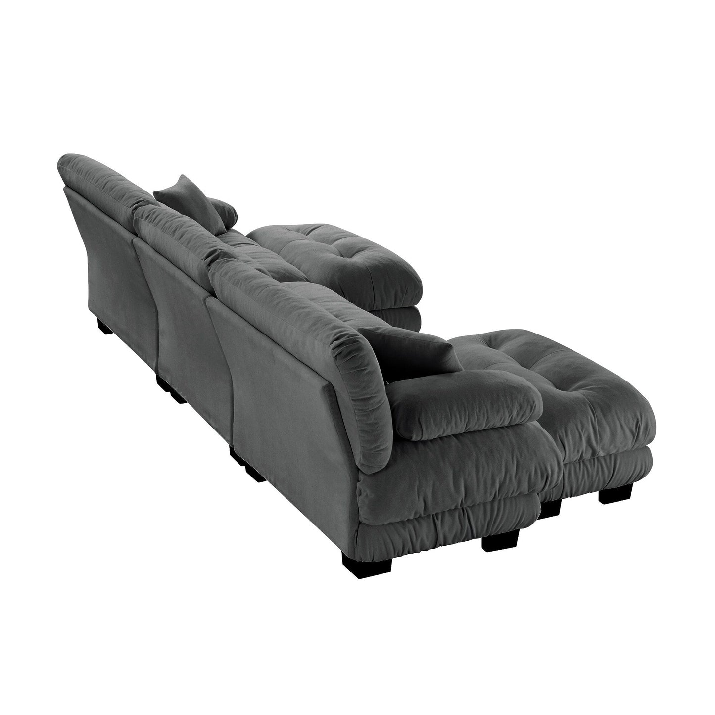 Modern U-Shaped Modular Sectional Sofa Deep Seats Couch with 2 Ottomans and Throw Pillows for Living Room