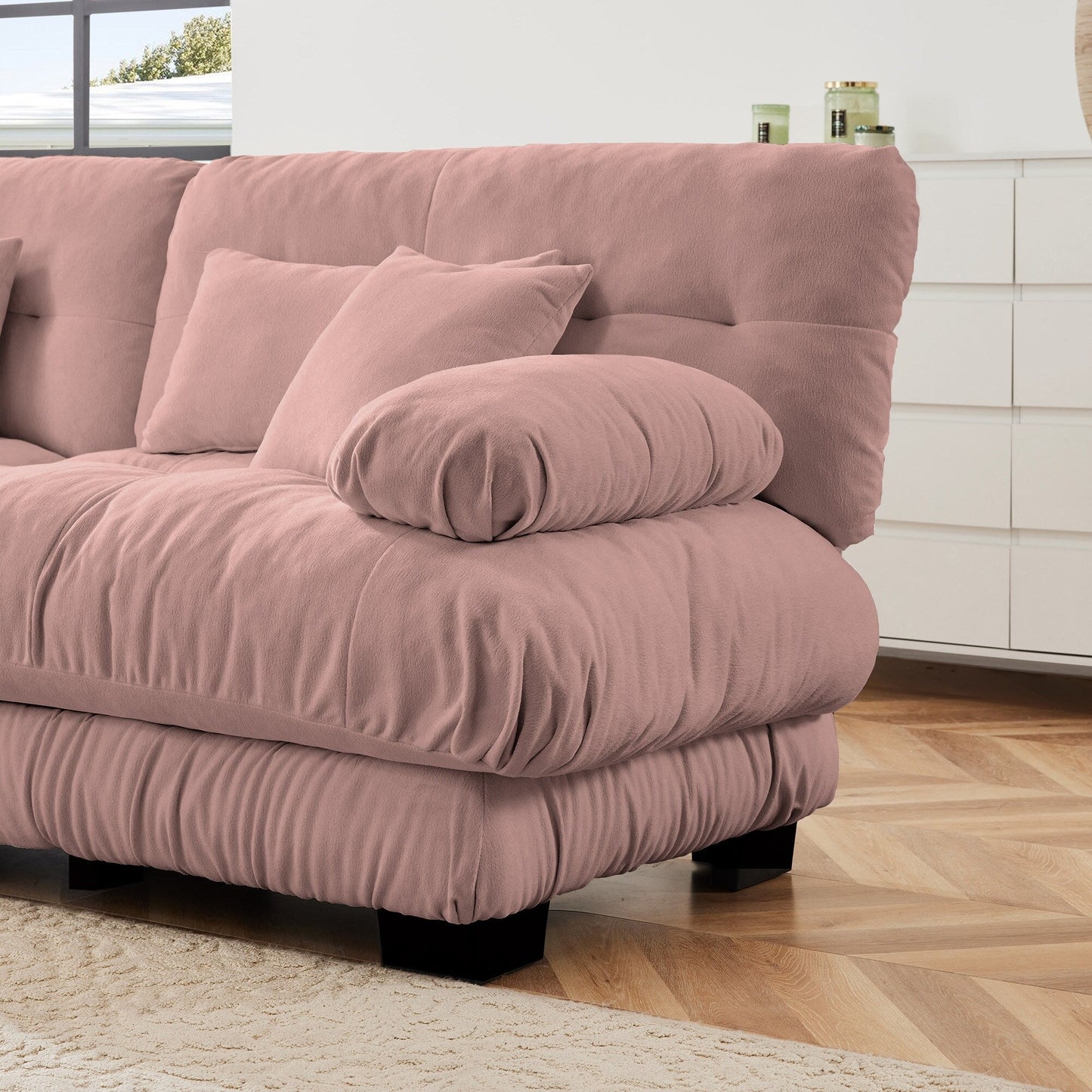 Modern U-Shaped Modular Sectional Sofa Deep Seats Couch with 2 Ottomans and Throw Pillows for Living Room