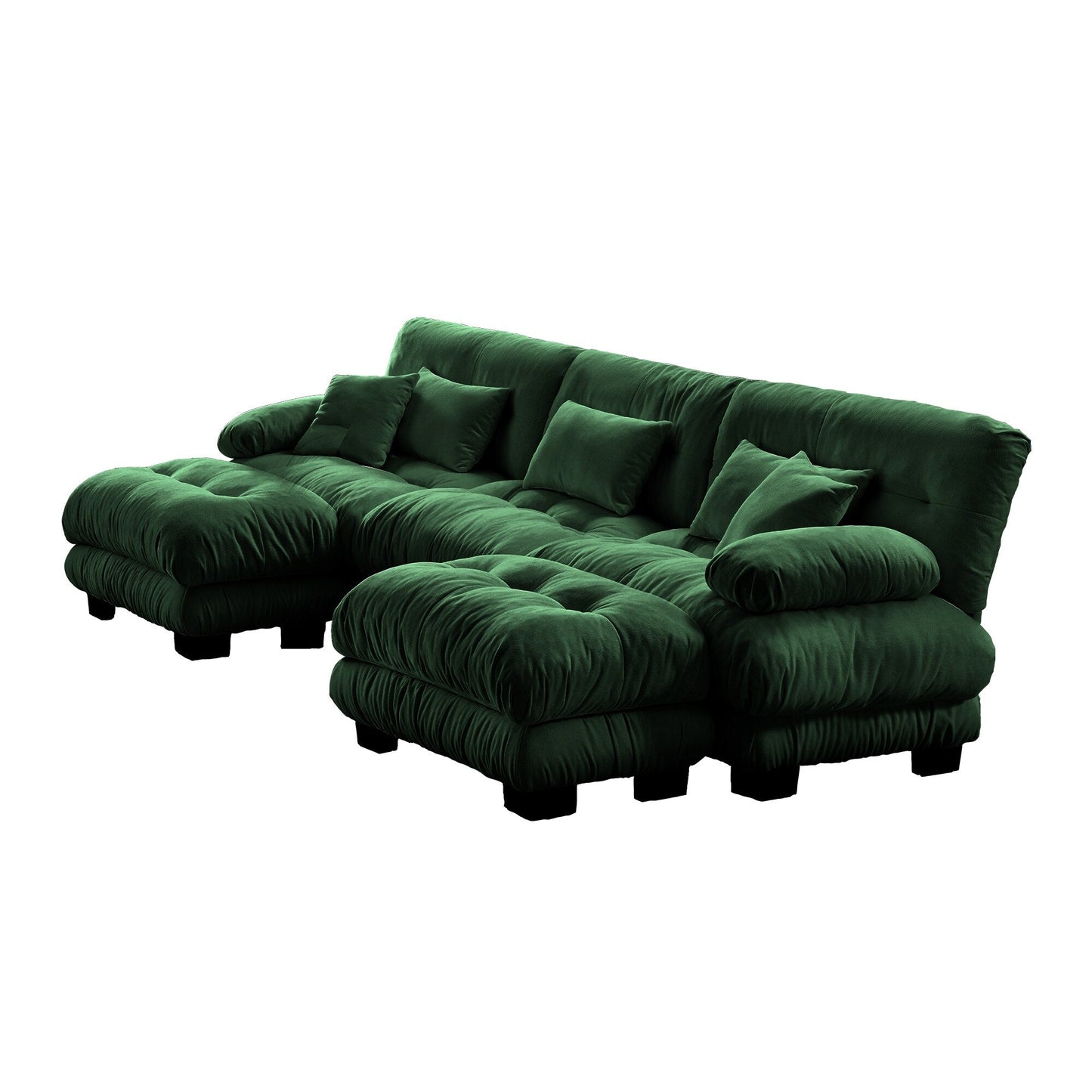Modern U-Shaped Modular Sectional Sofa Deep Seats Couch with 2 Ottomans and Throw Pillows for Living Room