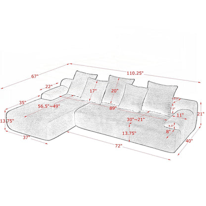Modern Upholstered L-Shape Sectional Sofa Couch