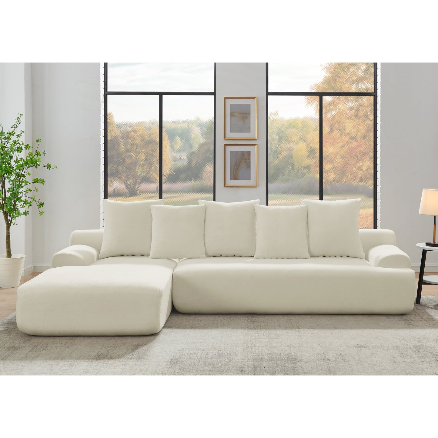 Modern Upholstered L-Shape Sectional Sofa Couch