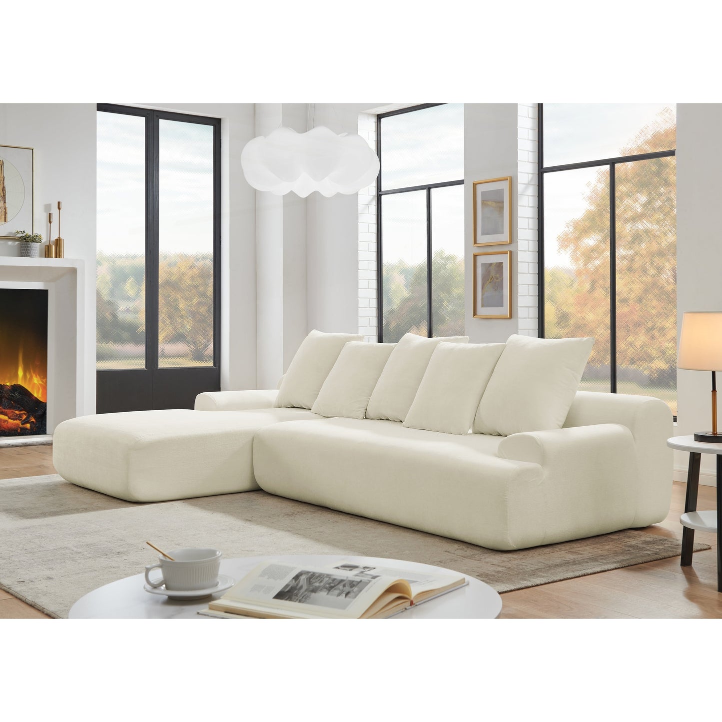 Modern Upholstered L-Shape Sectional Sofa Couch
