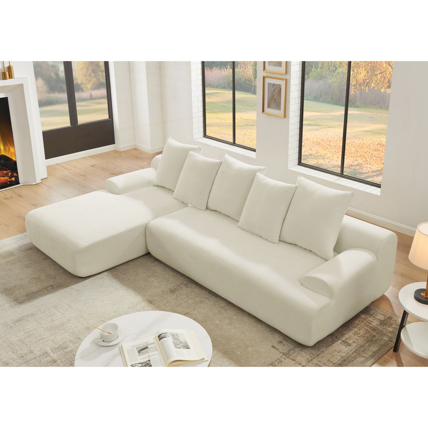 Modern Upholstered L-Shape Sectional Sofa Couch