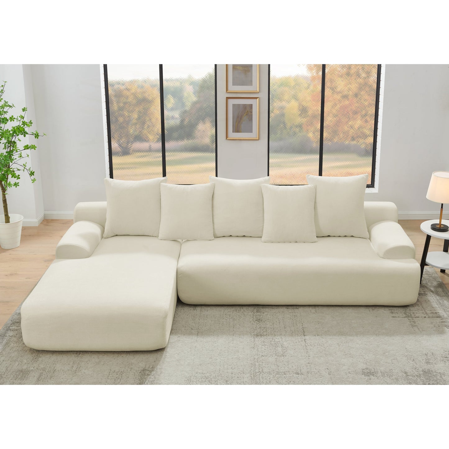 Modern Upholstered L-Shape Sectional Sofa Couch