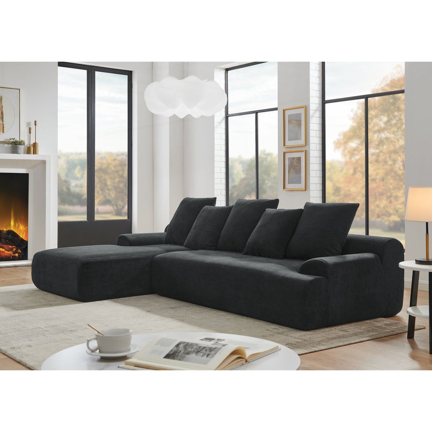 Modern Upholstered L-Shape Sectional Sofa Couch
