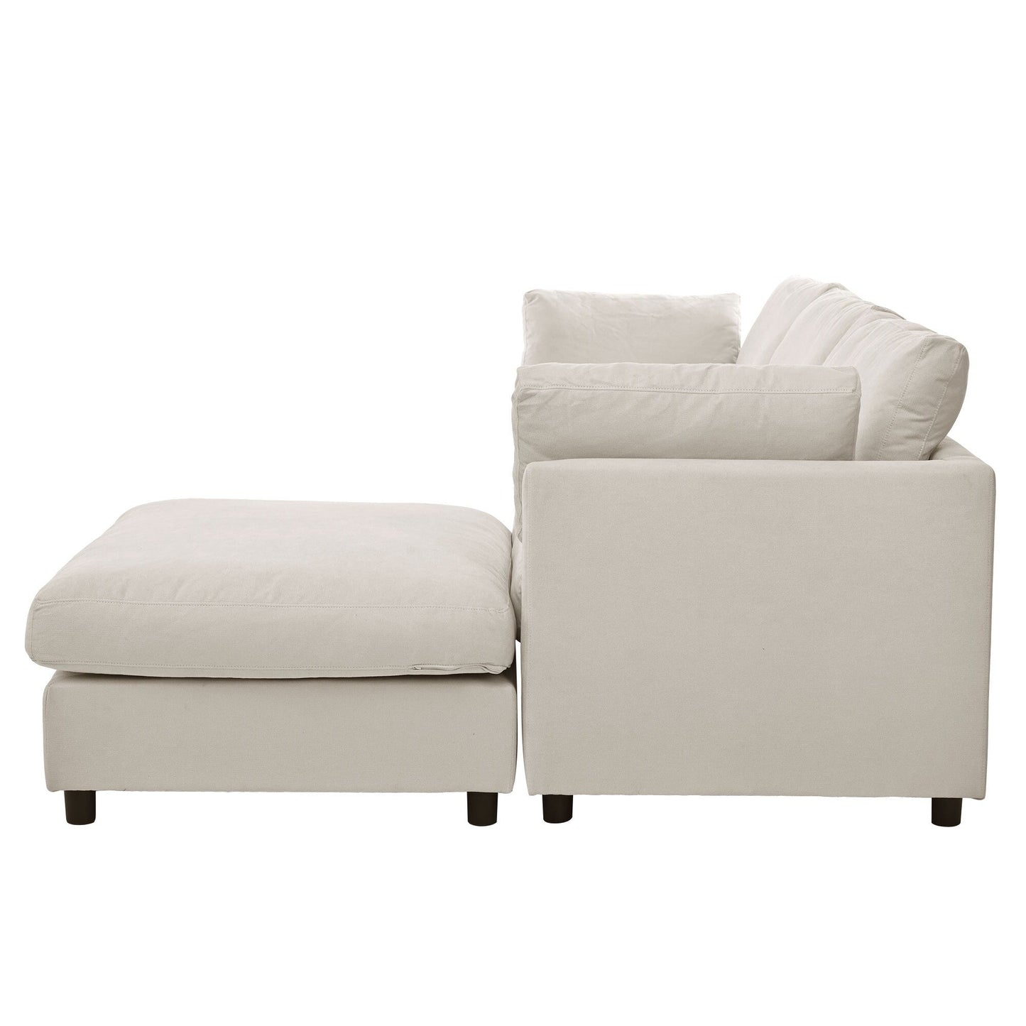 Modern Upholstered L-Shaped Convertible Sectional Sofa with Adjustable Footrest and Reversible Chaise for Living Room