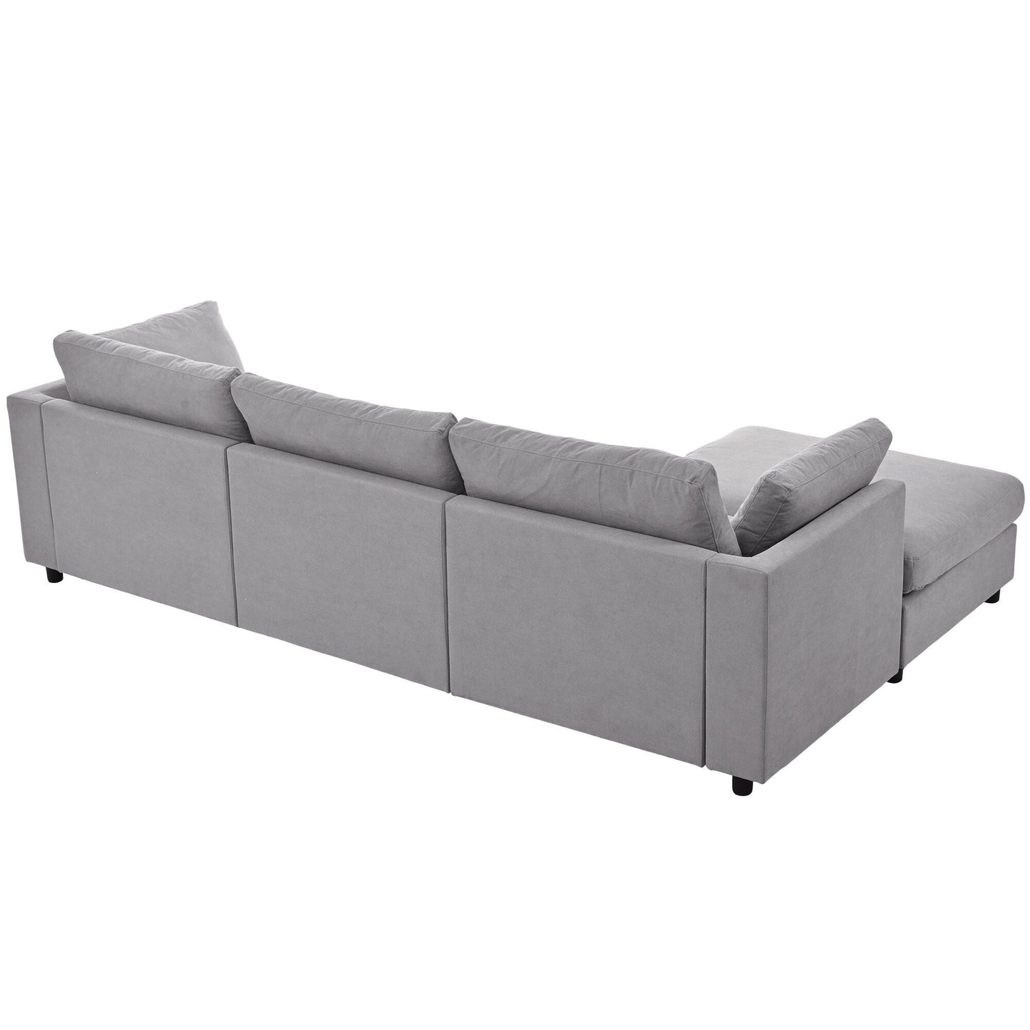 Modern Upholstered L-Shaped Convertible Sectional Sofa with Adjustable Footrest and Reversible Chaise for Living Room