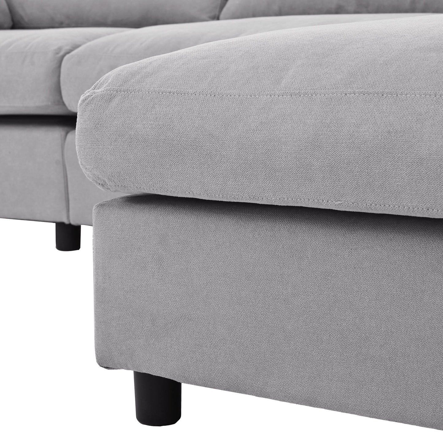 Modern Upholstered L-Shaped Convertible Sectional Sofa with Adjustable Footrest and Reversible Chaise for Living Room