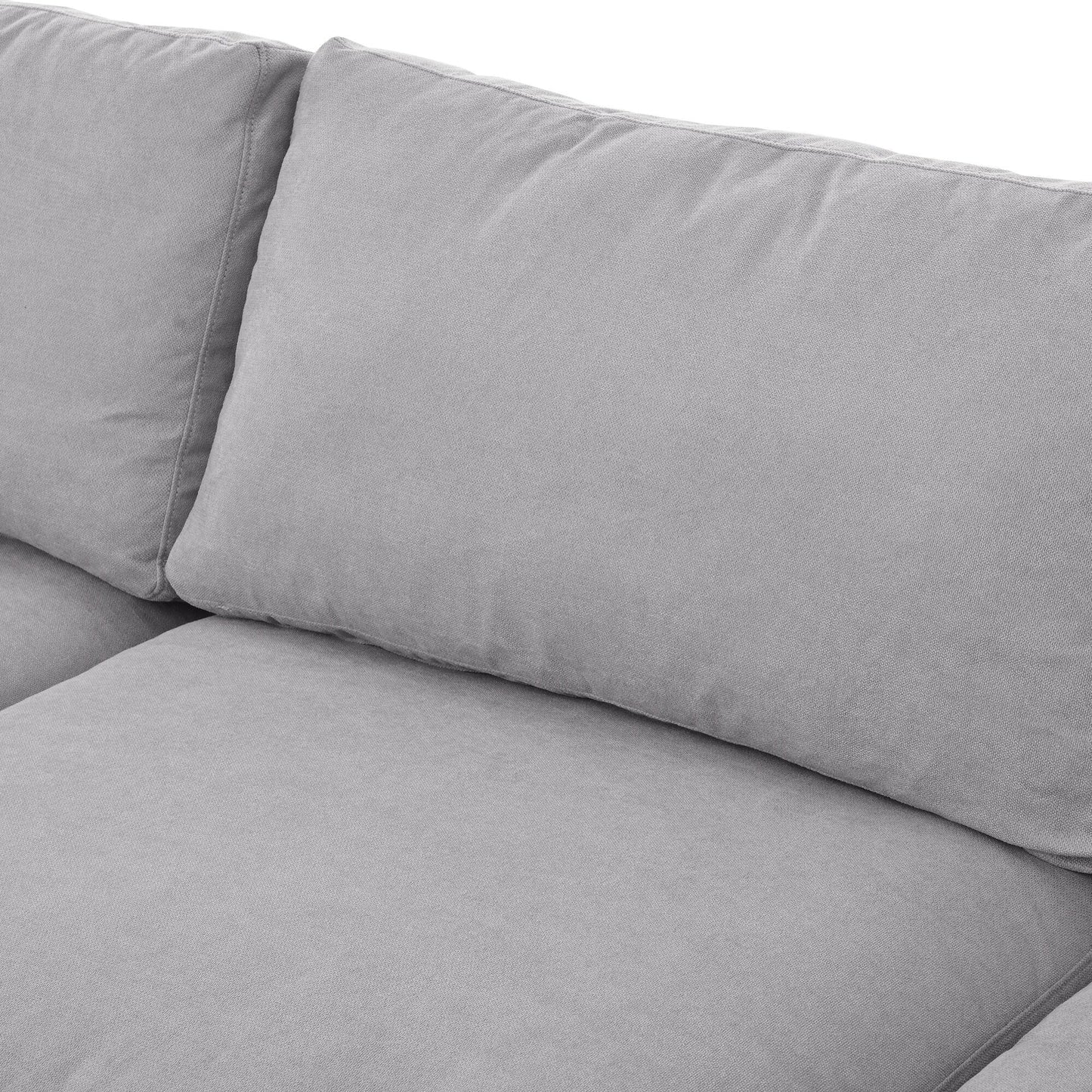 Modern Upholstered L-Shaped Convertible Sectional Sofa with Adjustable Footrest and Reversible Chaise for Living Room