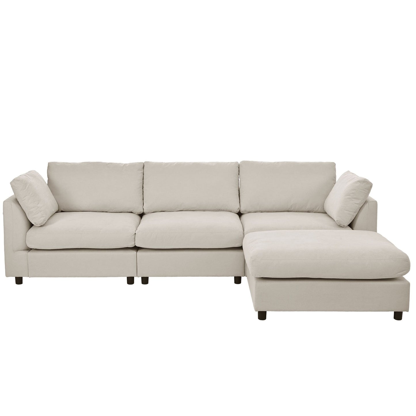 Modern Upholstered L-Shaped Convertible Sectional Sofa with Adjustable Footrest and Reversible Chaise for Living Room