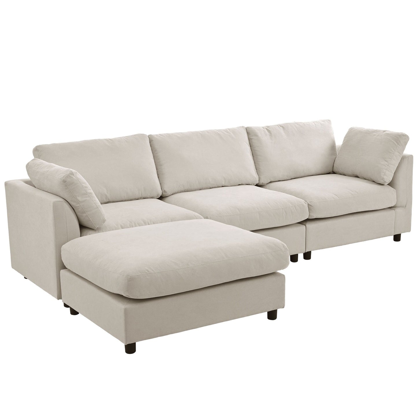 Modern Upholstered L-Shaped Convertible Sectional Sofa with Adjustable Footrest and Reversible Chaise for Living Room