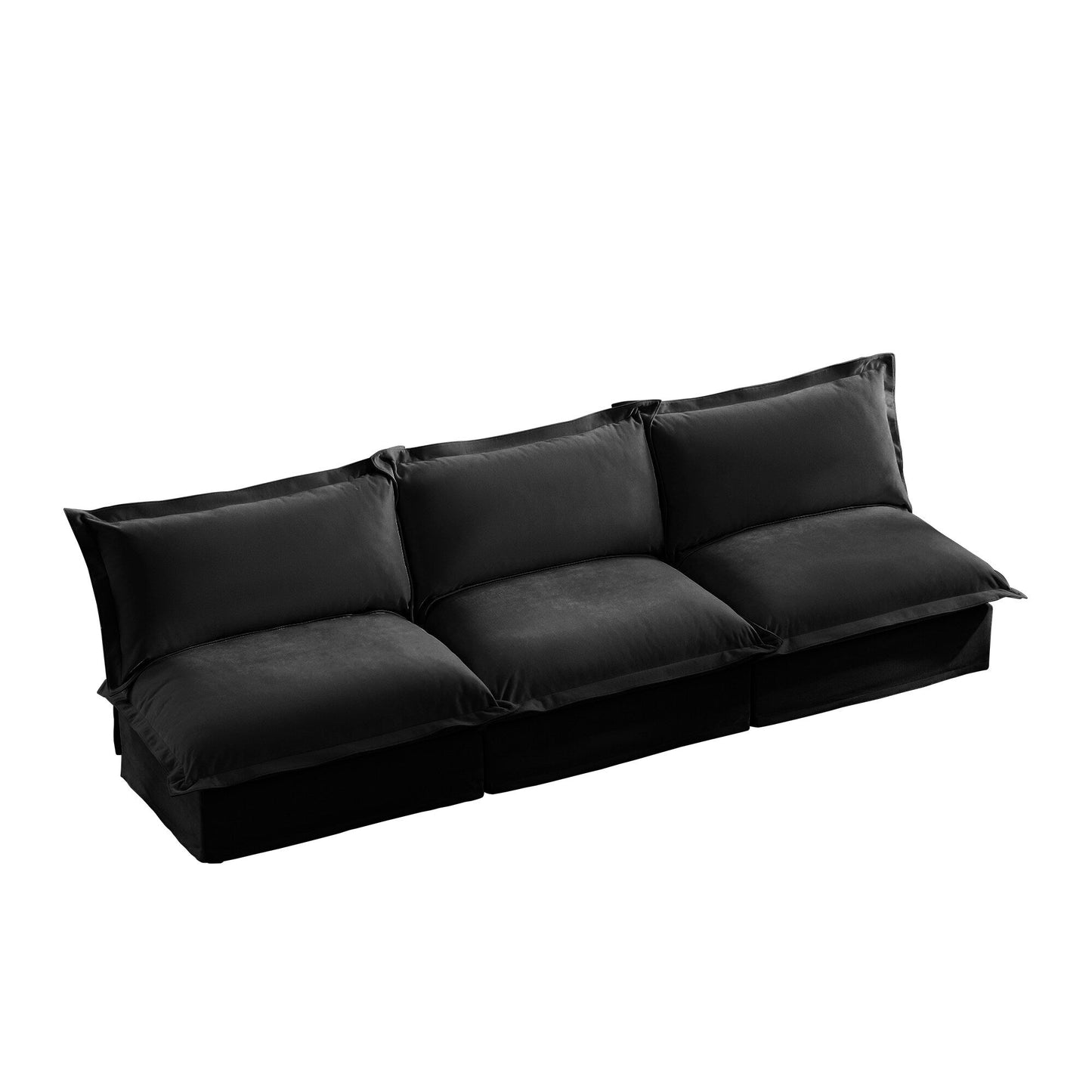 Modern Upholstered Modular Armless 3 Seater Sofa,Deep Seat 3- Seat Sofa Couch Armless Sofa Couch Free Combination