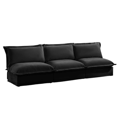 Modern Upholstered Modular Armless 3 Seater Sofa,Deep Seat 3- Seat Sofa Couch Armless Sofa Couch Free Combination