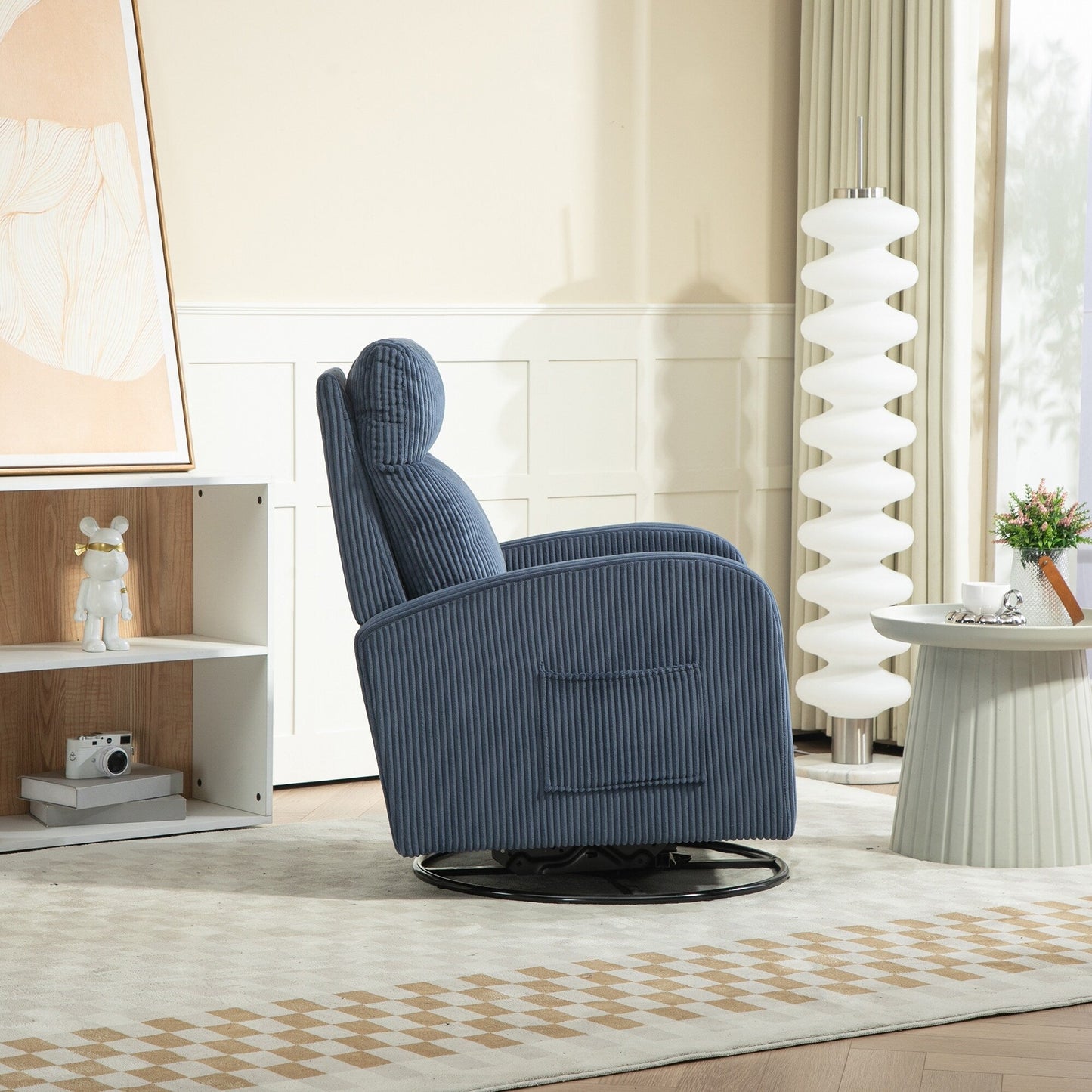 Modern Upholstered Swivel Glider Rocking Chair for Nursery