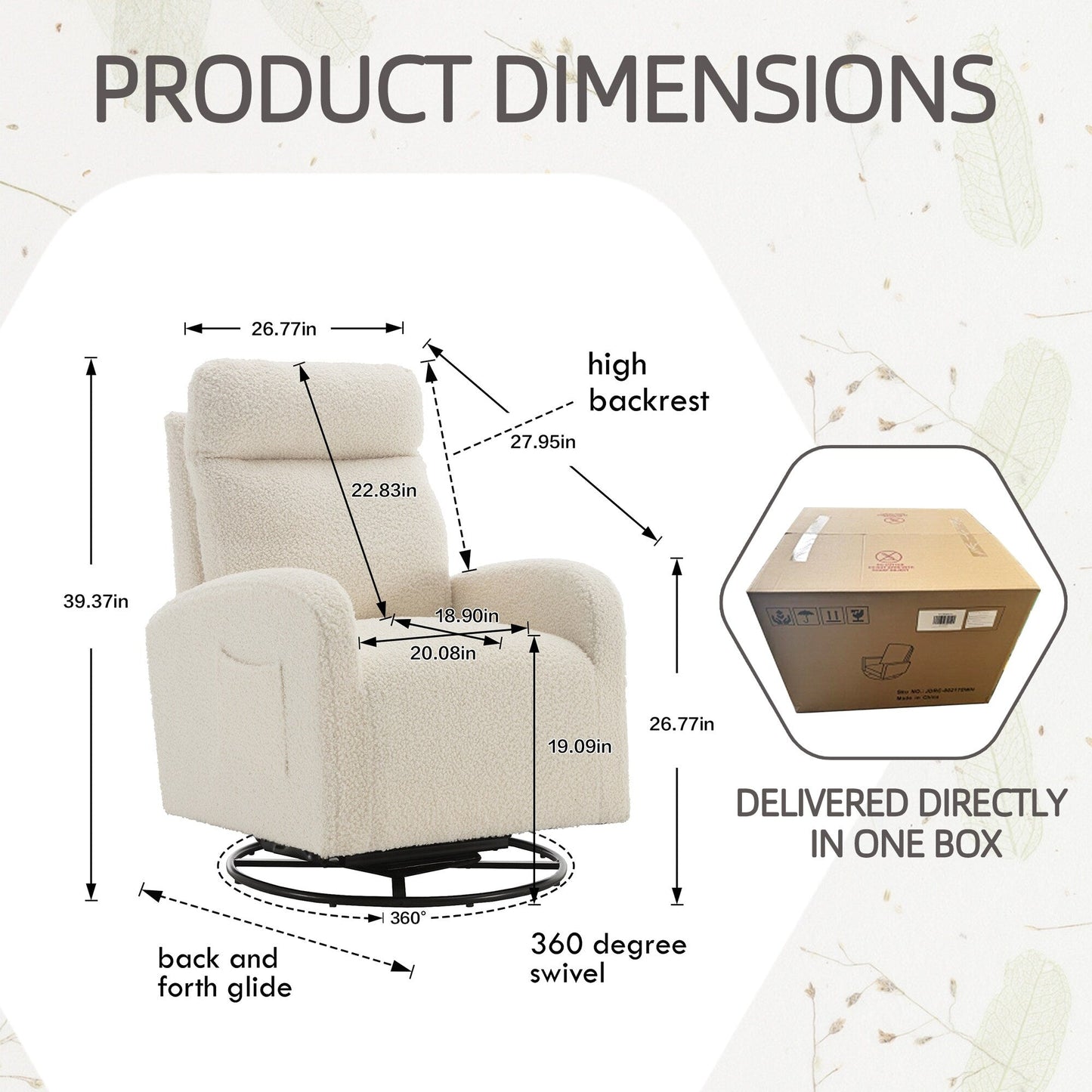 Modern Upholstered Swivel Glider Rocking Chair for Nursery