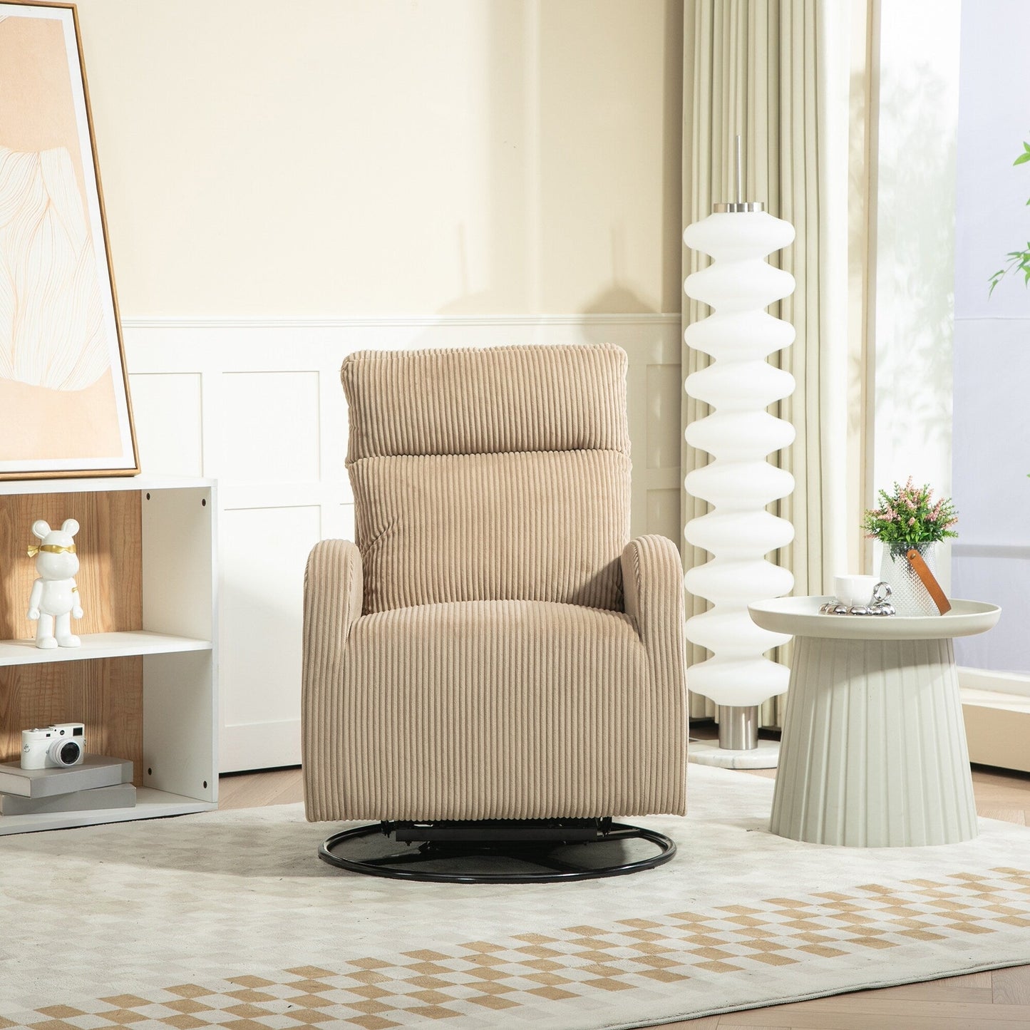Modern Upholstered Swivel Glider Rocking Chair for Nursery