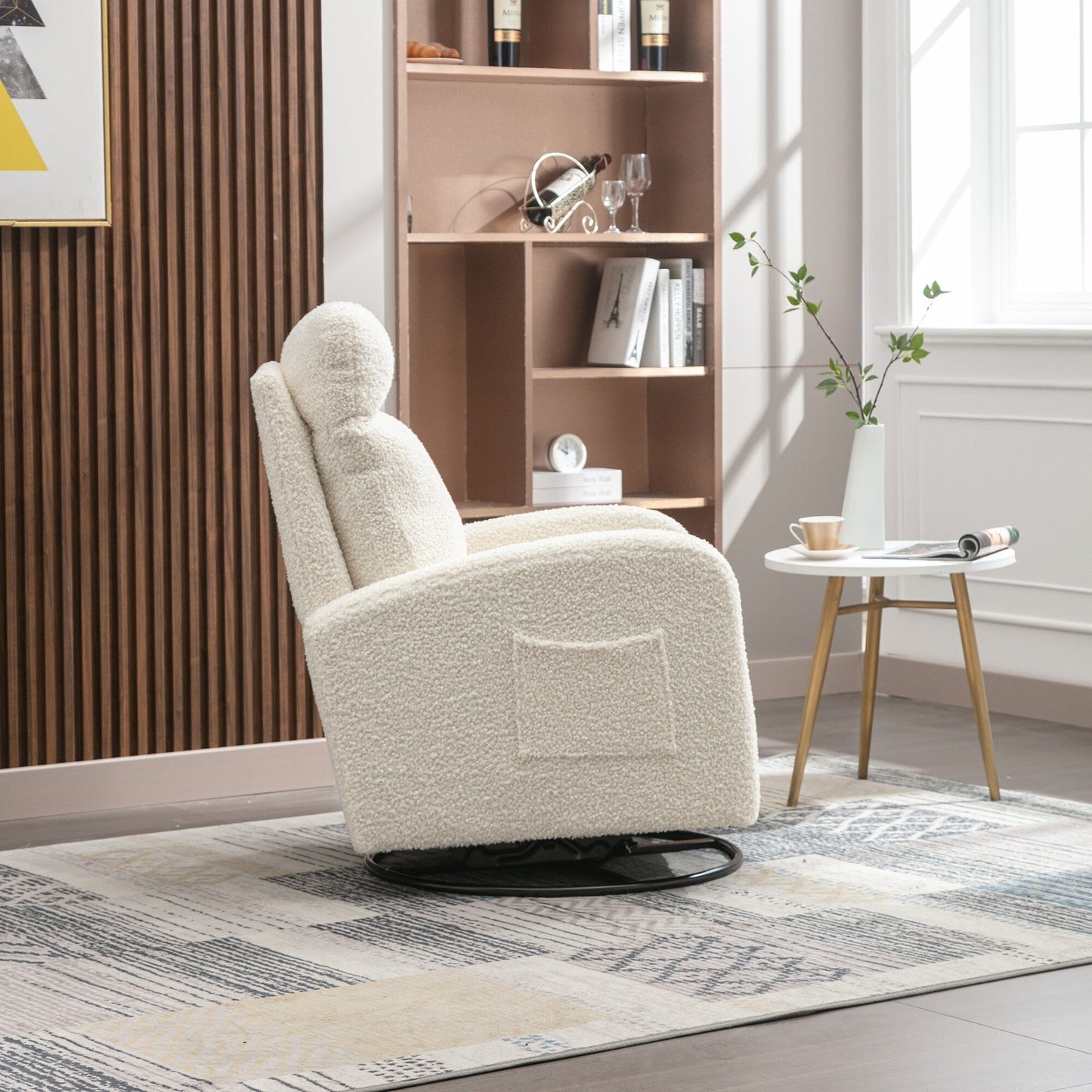 Modern Upholstered Swivel Glider Rocking Chair for Nursery