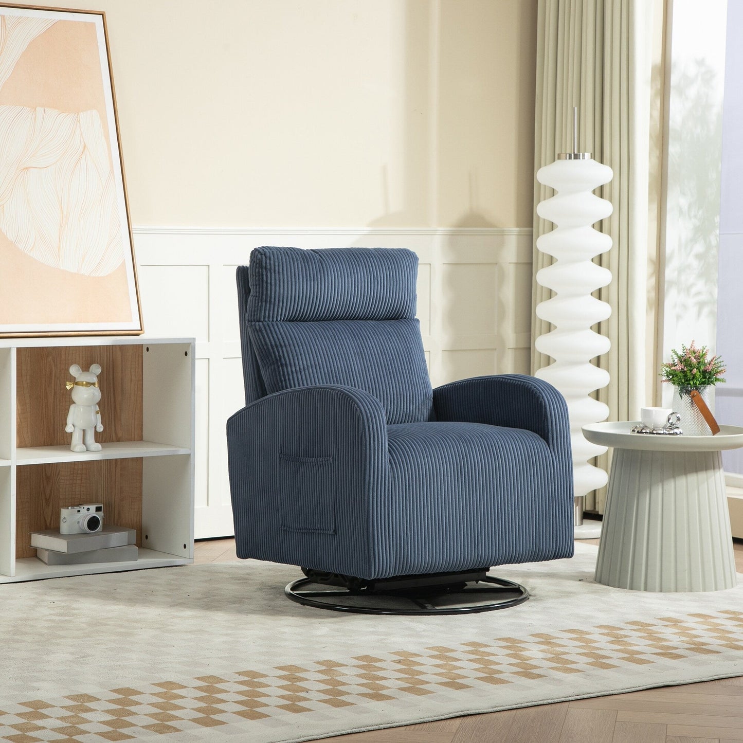 Modern Upholstered Swivel Glider Rocking Chair for Nursery