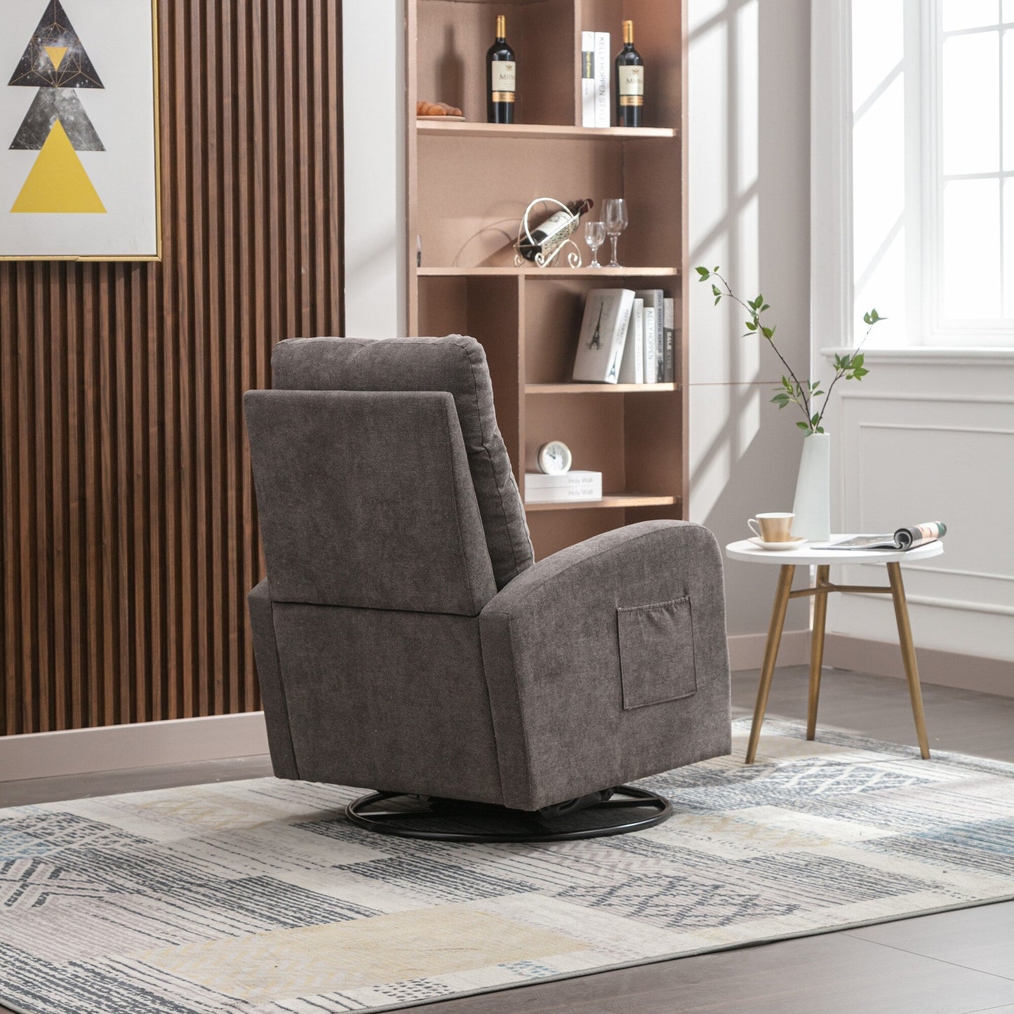 Modern Upholstered Swivel Glider Rocking Chair for Nursery