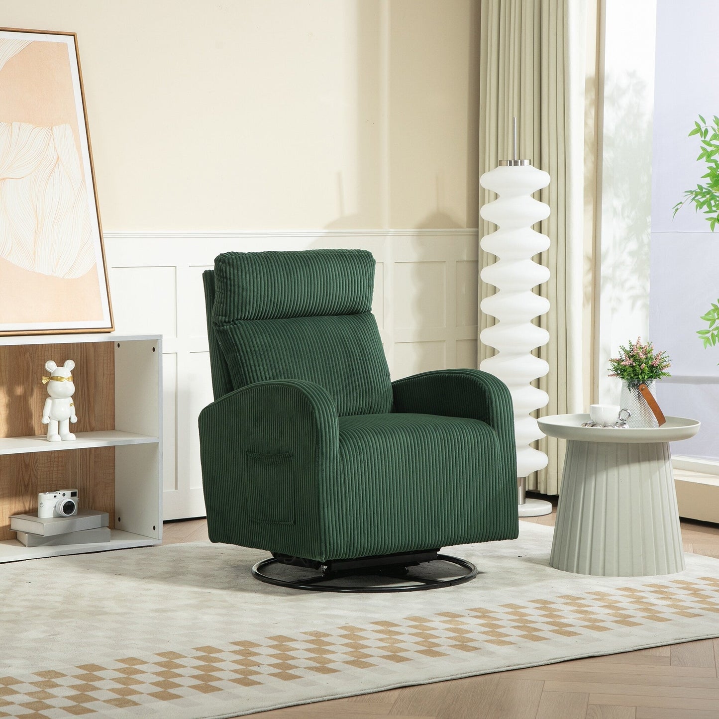 Modern Upholstered Swivel Glider Rocking Chair for Nursery