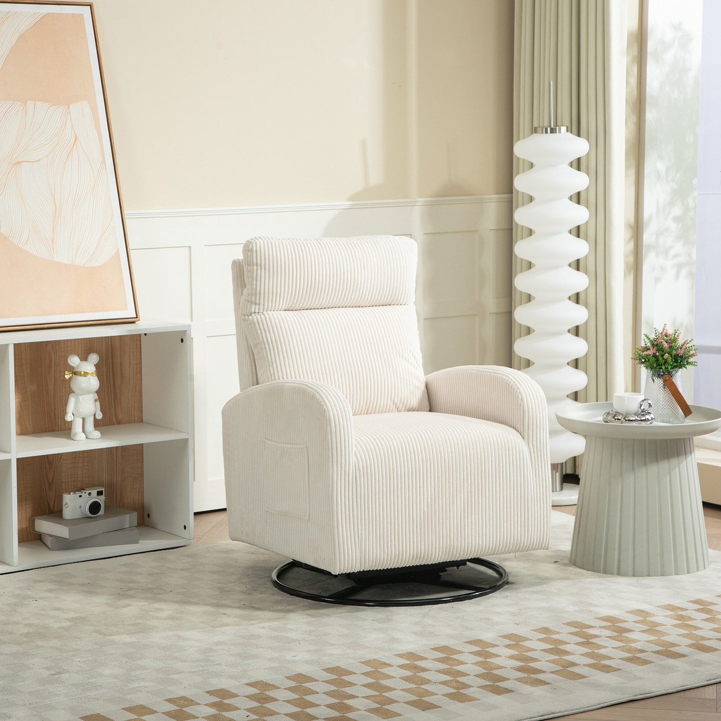 Modern Upholstered Swivel Glider Rocking Chair for Nursery