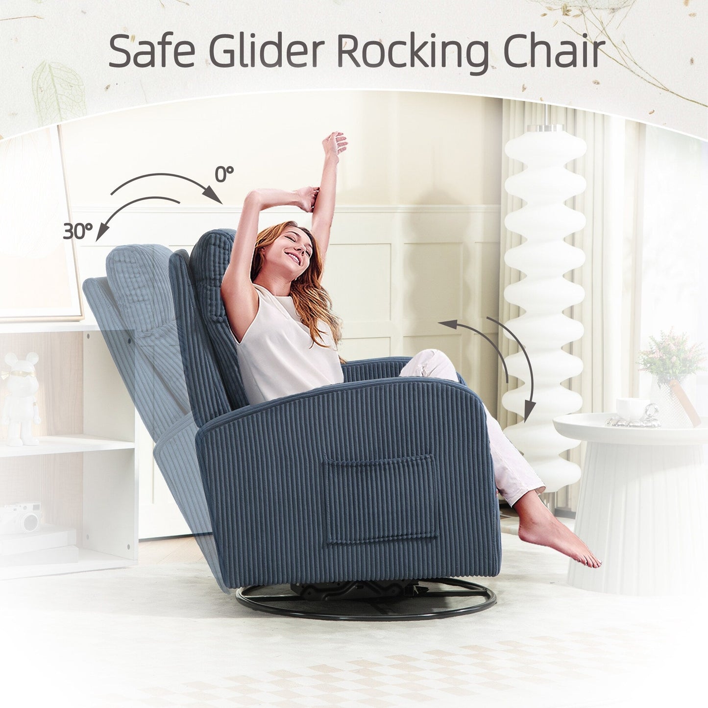 Modern Upholstered Swivel Glider Rocking Chair for Nursery