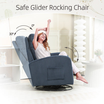 Modern Upholstered Swivel Glider Rocking Chair for Nursery
