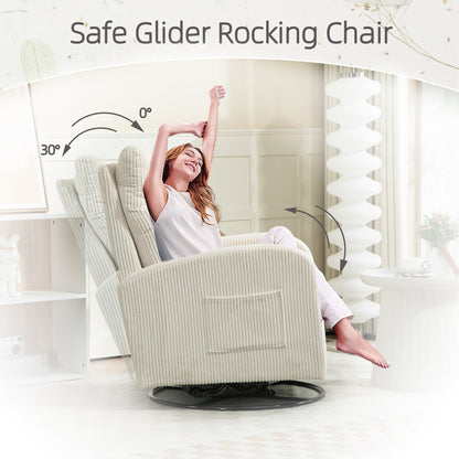 Modern Upholstered Swivel Glider Rocking Chair for Nursery