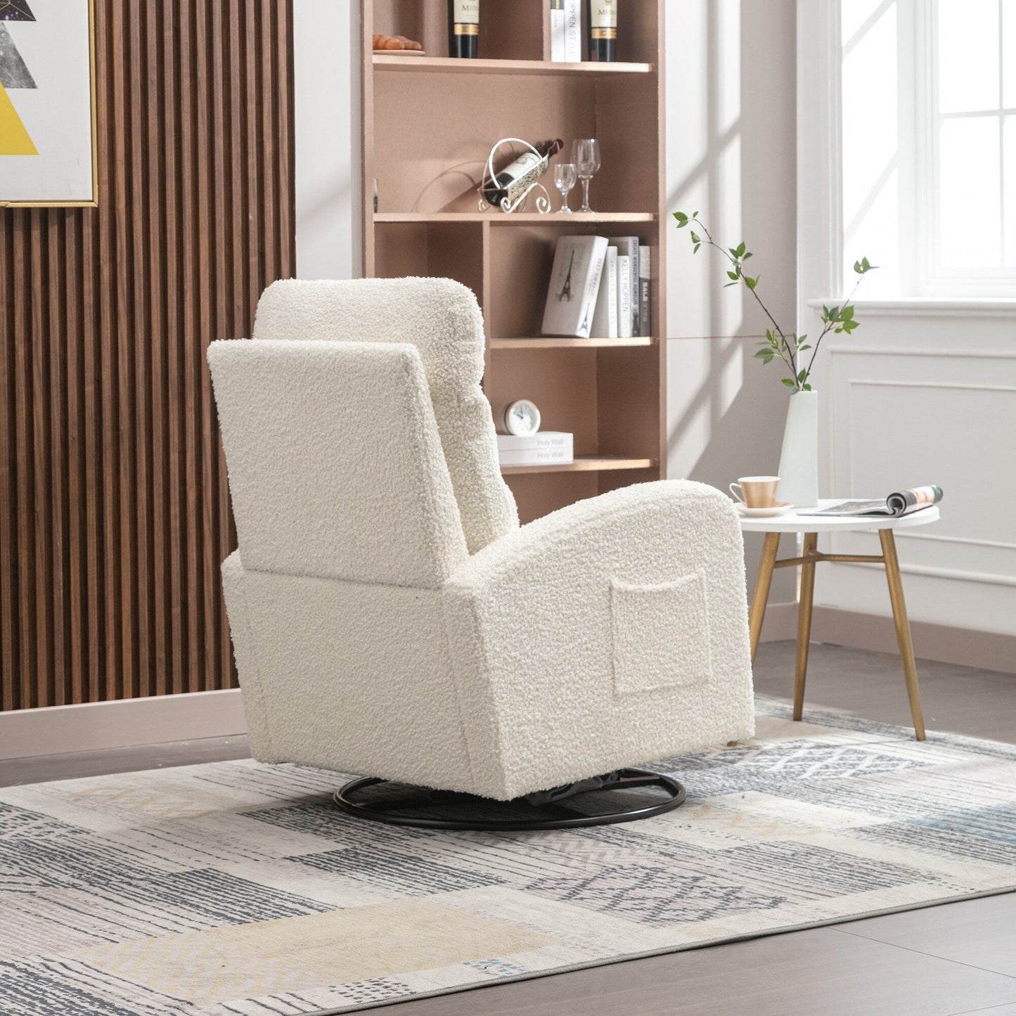 Modern Upholstered Swivel Glider Rocking Chair for Nursery